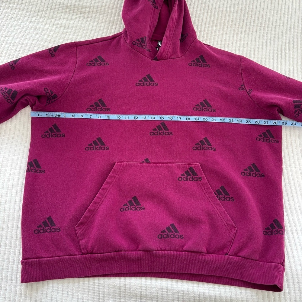 Adidas Men's Allover Printed Badge of Sport Hoodie Kangaroo Pockets Size L - Picture 6 of 7